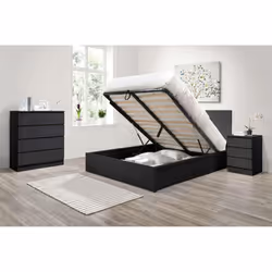 Double Ottoman Bed Black Frame Birlea Oslo Storage 4FT6 Modern Bedstead - Additional view 4