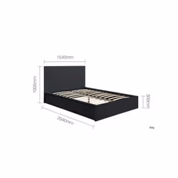 Kingsize Ottoman Bed Black Frame Birlea Oslo Storage 5FT Modern Bedstead - Additional view 7
