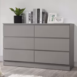 Grey Chest of 6 Drawers Birlea Oslo Scandia Retro