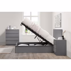 Double Ottoman Bed Grey Frame Birlea Oslo Storage 4FT6 Modern Bedstead