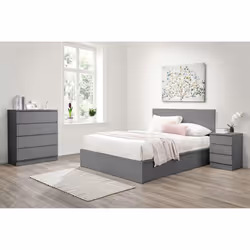 Double Ottoman Bed Grey Frame Birlea Oslo Storage 4FT6 Modern Bedstead