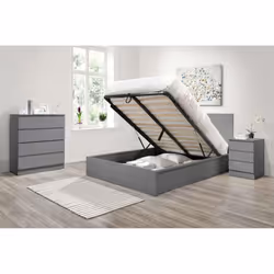 Kingsize Ottoman Bed Grey Frame Birlea Oslo Storage 5FT Modern Bedstead - Additional view 4