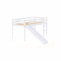 Kids Slide Bed Frame White Wood Mid Sleeper 3FT Single 90cm Birlea Frankie Pine - Additional view 10