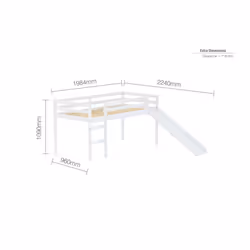 Kids Slide Bed Frame White Wood Mid Sleeper 3FT Single 90cm Birlea Frankie Pine - Additional view 7