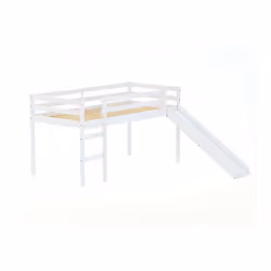 Kids Slide Bed Frame White Wood Mid Sleeper 3FT Single 90cm Birlea Frankie Pine - Additional view 9
