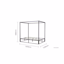 Black 4 Poster Bed Frame Metal Birlea Farringdon Canopy Bed 4FT Small Double - Additional view 11