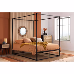 Black 4 Poster Bed Frame Metal Birlea Farringdon Canopy Bed 4FT Small Double - Additional view 8