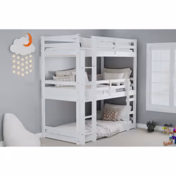White Triple Bunk Bed Frame High Sleeper Pine Birlea Tressa