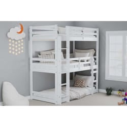 White Triple Bunk Bed Frame High Sleeper Pine Birlea Tressa