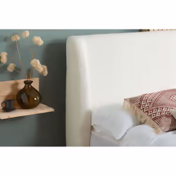 Double White Oak Bed Frame Birlea Halfden Wing Back 4FT6 135cm Boucle Fabric