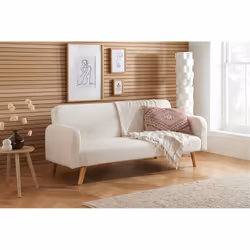 White Boucle Sofa Bed Birlea Micah 3 Seater Settee Fabric Click Clack
