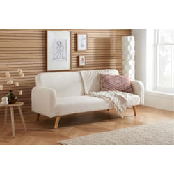White Boucle Sofa Bed Birlea Micah 3 Seater Settee Fabric Click Clack