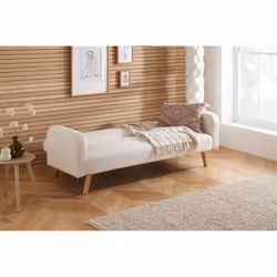 White Boucle Sofa Bed Birlea Micah 3 Seater Settee Fabric Click Clack
