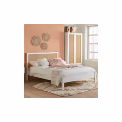 King Size Rattan Bed Frame White Birlea Croxley 5FT King 150cm