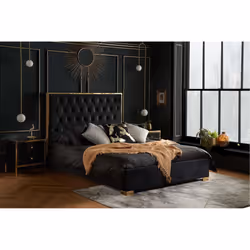 Black King Size Bed Frame Chelsea Upholstered Headboard 150cm 5FT Fabric