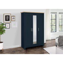 3 Door Mirror Wardrobe Navy Oak Birlea Highgate Farmhouse Shabby Chic