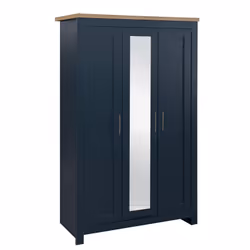 3 Door Mirror Wardrobe Navy Oak Birlea Highgate Farmhouse Shabby Chic
