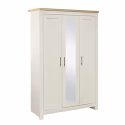 3 Door Mirror Wardrobe Cream Oak Birlea Highgate Farmhouse Shabby Chic