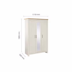 3 Door Mirror Wardrobe Cream Oak Birlea Highgate Farmhouse Shabby Chic - Additional view 5