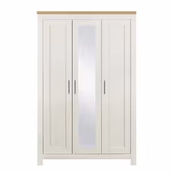 3 Door Mirror Wardrobe Cream Oak Birlea Highgate Farmhouse Shabby Chic - Additional view 7