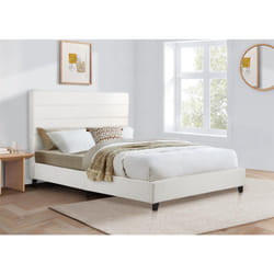 King Size Bed Frame White Boucle Birlea Lucas Fabric 5FT 150cm