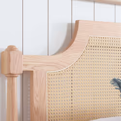 Double Rattan Bed Frame Birlea Rhodes Oak 4FT6 135cm Bedstead