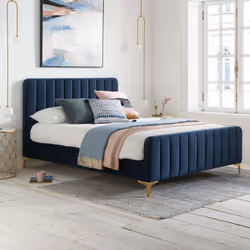 Double Bed Frame Navy Birlea Charles Midnight Blue Fabric 4FT6 135cm