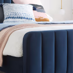 King Size Bed Frame Navy Birlea Charles Midnight Blue Fabric 5FT 150cm