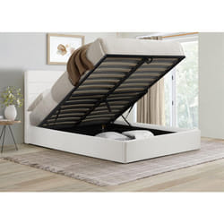 King Size Ottoman Bed Frame & Sleepsoul Mattress White Boucle Birlea Lucas