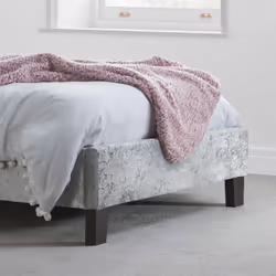 Single Bed Frame & Mattress Silver Velvet Fabric Birlea Sleepsoul Paris 3FT