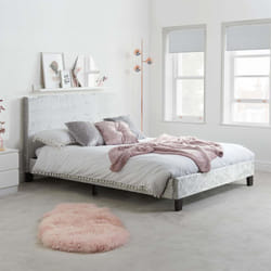 Small Double Bed Frame & Mattress Grey Velvet Fabric Birlea Sleepsoul Paris 4FT