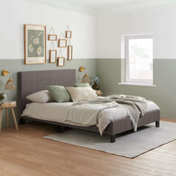 King Size Bed Frame & Mattress Grey Fabric Birlea Sleepsoul Paris 5FT