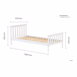 Single Bed Frame & Mattress White Wood Birlea Sleepsoul Cambridge 3FT - Additional view 4