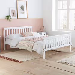 Small Double Bed Frame & Mattress White Wood Birlea Sleepsoul Cambridge 4FT