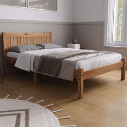 Pine Wood Small Double Bed and Mattress Bundle Rio Air Sleepsoul 120cm 4ft