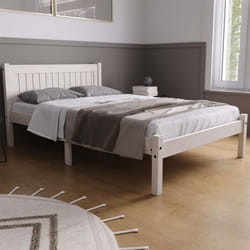 White Wood Small Double Bed and Mattress Bundle Rio Air Sleepsoul 120cm 4ft
