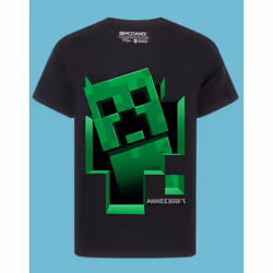 Minecraft T Shirt Boys Creeper Inside Black Short Sleeve Gamer Top