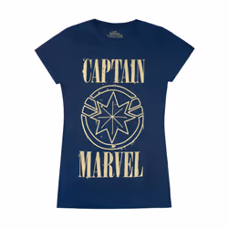 Marvel Short Sleeved T-Shirt (Womens Blue) - Small