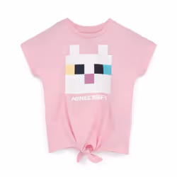 Minecraft Kitty Front Tie Girl's Pink T-Shirt - 5-6 Years