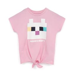 Minecraft Kitty Front Tie Girl's Pink T-Shirt - 5-6 Years