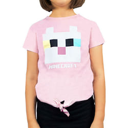 Minecraft Kitty Front Tie Girl's Pink T-Shirt - 9-10 Years