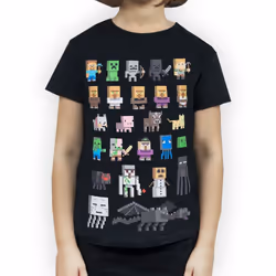 Minecraft Sprites Girl's Black Short Sleeve T-Shirt - 11-12 Years