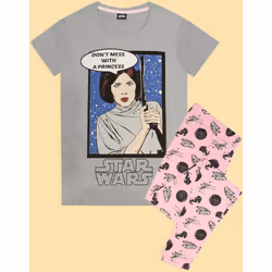 Star Wars T-Shirt and Lounge Pants (Womens Grey) - X-Large