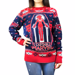 Marvel Christmas Jumper (Womens Black) - Medium