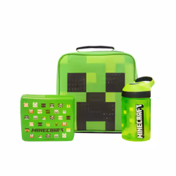 Minecraft Lunch Bag Bottle and Snack Pot (Boys Green)