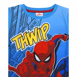 Marvel Spider-man Comic Thwamm Boy's Blue Short Cotton Pyjamas Nightwear - 2-3 Years