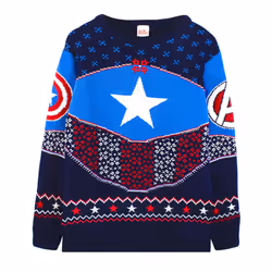 Marvel Captain America Shield Blue/Red Knitted Jumper Sweater - Small