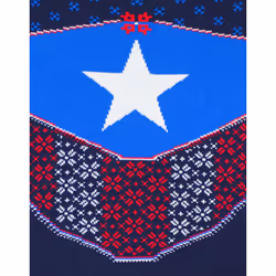 Marvel Captain America Shield Blue/Red Knitted Jumper Sweater - Large