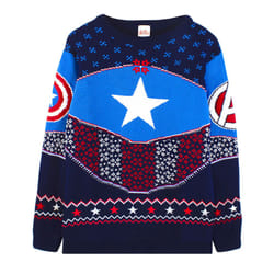 Marvel Captain America Shield Blue/Red Knitted Jumper Sweater - X-Large