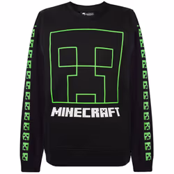 Minecraft Creeper Face Boy's Black Sweatshirt - 11-12 Years